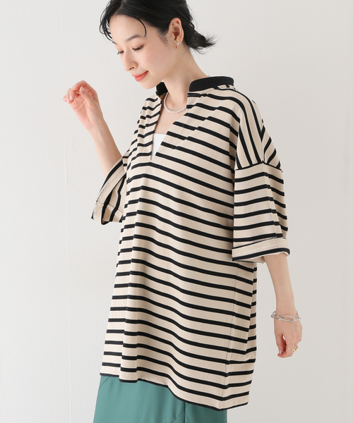 JOINT WORKS(ジョイントワークス)の「ボーダースキッパーTシャツ(Tシャツ/カットソー・レディース・ベージュ/ネイビー・FREE)」の19枚目の写真