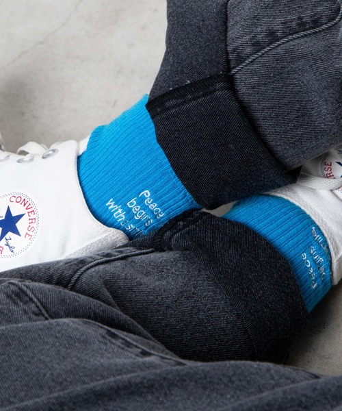 WEGO（ウィゴー）の「WEGO/刺繍ロゴリブソックス（ソックス/靴下・レディース・ブルー/ライム/ピンク/ホワイト・23-25cm）」の8枚目の写真