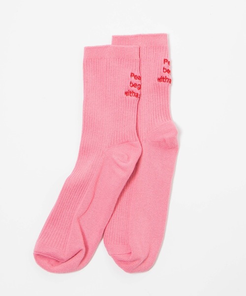 WEGO（ウィゴー）の「WEGO/刺繍ロゴリブソックス（ソックス/靴下・レディース・ブルー/ライム/ピンク/ホワイト・23-25cm）」の13枚目の写真