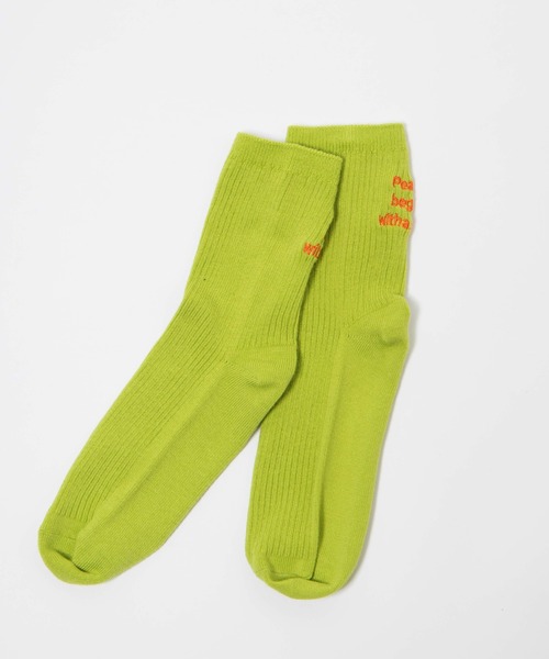 WEGO（ウィゴー）の「WEGO/刺繍ロゴリブソックス（ソックス/靴下・レディース・ブルー/ライム/ピンク/ホワイト・23-25cm）」の14枚目の写真