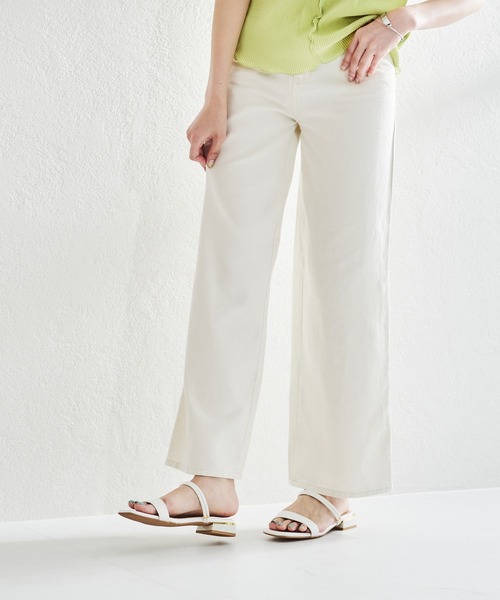 acro(アクロ)の「カラーワイドストレートパンツ/AC1455(デニムパンツ・レディース・ピンク/ホワイト/ブラック/ブルー/グリーン/オレンジ/パープル・FREE)」の1枚目の写真