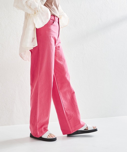 acro(アクロ)の「カラーワイドストレートパンツ/AC1455(デニムパンツ・レディース・ピンク/ホワイト/ブラック/ブルー/グリーン/オレンジ/パープル・FREE)」の6枚目の写真