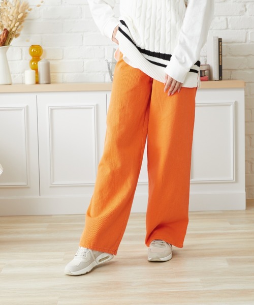 acro(アクロ)の「カラーワイドストレートパンツ/AC1455(デニムパンツ・レディース・ピンク/ホワイト/ブラック/ブルー/グリーン/オレンジ/パープル・FREE)」の7枚目の写真