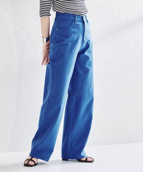 acro(アクロ)の「カラーワイドストレートパンツ/AC1455(デニムパンツ・レディース・ピンク/ホワイト/ブラック/ブルー/グリーン/オレンジ/パープル・FREE)」の4枚目の写真