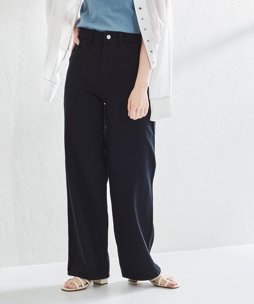 acro(アクロ)の「カラーワイドストレートパンツ/AC1455(デニムパンツ・レディース・ピンク/ホワイト/ブラック/ブルー/グリーン/オレンジ/パープル・FREE)」の2枚目の写真