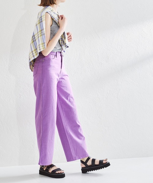 acro(アクロ)の「カラーワイドストレートパンツ/AC1455(デニムパンツ・レディース・ピンク/ホワイト/ブラック/ブルー/グリーン/オレンジ/パープル・FREE)」の20枚目の写真