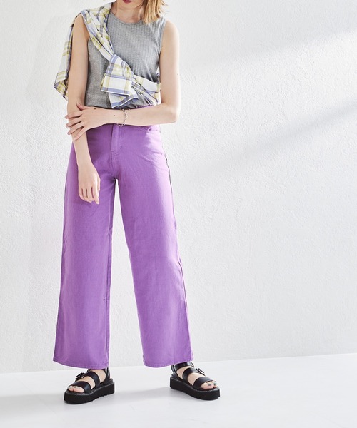 acro(アクロ)の「カラーワイドストレートパンツ/AC1455(デニムパンツ・レディース・ピンク/ホワイト/ブラック/ブルー/グリーン/オレンジ/パープル・FREE)」の19枚目の写真