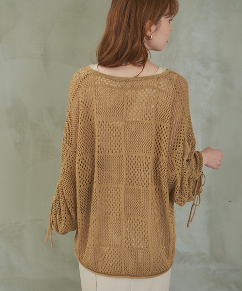 ヒナリ　hinariパッチワークデザインMIXニット　テラコッタ hinari パッチワークデザインMIXニット - メルカリ