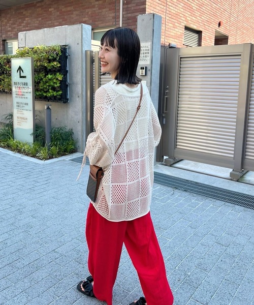 トップス hina シャイニーリブカットトップス | 小柄・低身長女性向け