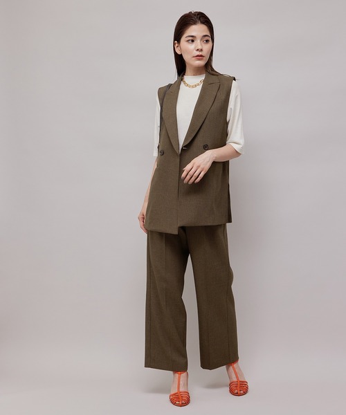 ROPE'（ロペ）の「【秋の新作】セットアップ対応/ハイウエストタックワイドパンツ（その他パンツ・レディース・ブラック/ダークブラウン・36/38/40）」の12枚目の写真