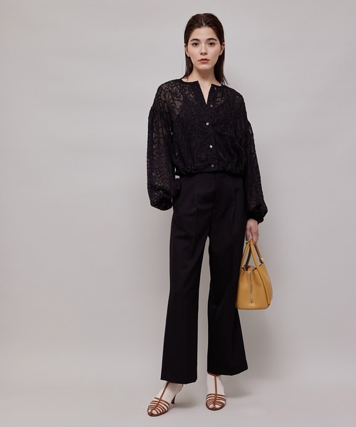 ROPE'（ロペ）の「【秋の新作】セットアップ対応/ハイウエストタックワイドパンツ（その他パンツ・レディース・ブラック/ダークブラウン・36/38/40）」の4枚目の写真