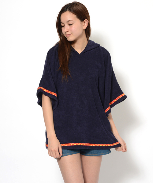 X-girl（エックスガール）の「PILE BIG PONCHO（パーカー・レディース・アッシュ/ネイビー・ONE SIZE）」の2枚目の写真