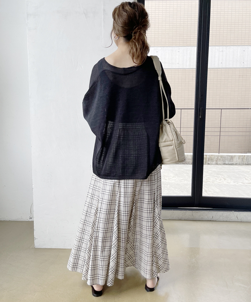 Spick & Span（スピックアンドスパン）の「チェックマキシフレアスカート（スカート・レディース・アイボリー/グリーン・36/38）」の6枚目の写真