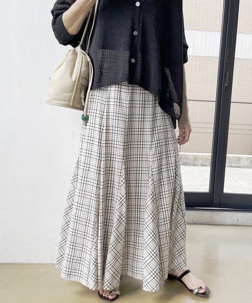 Spick & Span（スピックアンドスパン）の「チェックマキシフレアスカート（スカート・レディース・アイボリー/グリーン・36/38）」の8枚目の写真