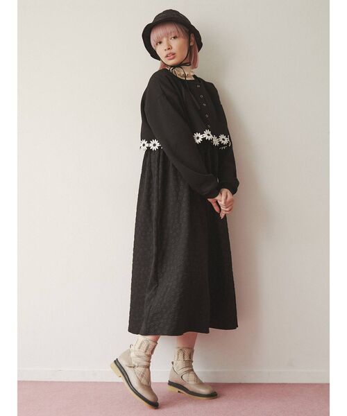 merry jenny（メリージェニー）の「おはな咲いたスウェットカーディガン（カーディガン/ボレロ・レディース・グレー/ブラック/ベージュ・FREE）」の5枚目の写真