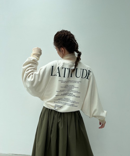 y/m by misato（イムバイミサト）の「バックロゴプリントラグランスウェット（スウェット・レディース・アイボリー/ライトブラック・FREE）」の21枚目の写真