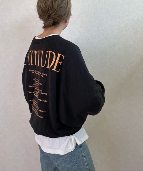 y/m by misato（イムバイミサト）の「バックロゴプリントラグランスウェット（スウェット・レディース・アイボリー/ライトブラック・FREE）」の14枚目の写真