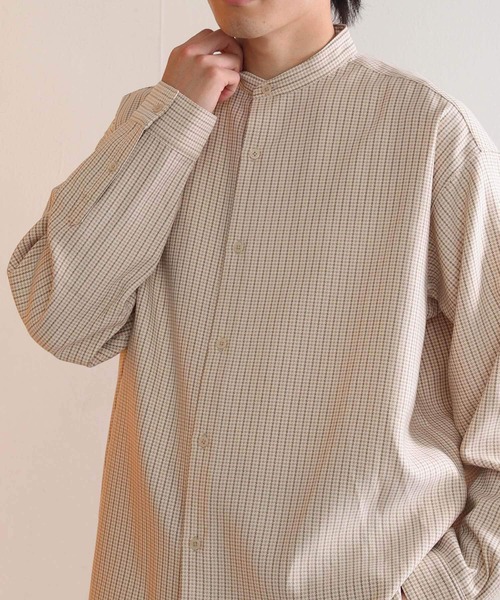 SENSE OF PLACE by URBAN RESEARCH（センスオブプレイスバイアーバンリサーチ）の「ウールライクバンドカラールーズシャツ（シャツ/ブラウス・メンズ・ライトベージュ/ミント/ブラウン/ブラック/その他1/その他2/ブルー/ボルドー・LARGE/MEDIUM）」の9枚目の写真