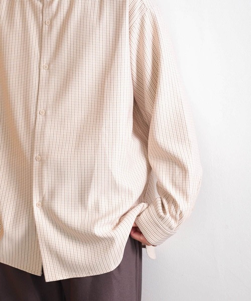 SENSE OF PLACE by URBAN RESEARCH（センスオブプレイスバイアーバンリサーチ）の「ウールライクバンドカラールーズシャツ（シャツ/ブラウス・メンズ・ライトベージュ/ミント/ブラウン/ブラック/その他1/その他2/ブルー/ボルドー・LARGE/MEDIUM）」の11枚目の写真