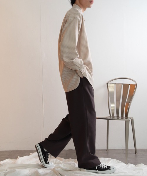 SENSE OF PLACE by URBAN RESEARCH（センスオブプレイスバイアーバンリサーチ）の「ウールライクバンドカラールーズシャツ（シャツ/ブラウス・メンズ・ライトベージュ/ミント/ブラウン/ブラック/その他1/その他2/ブルー/ボルドー・LARGE/MEDIUM）」の14枚目の写真