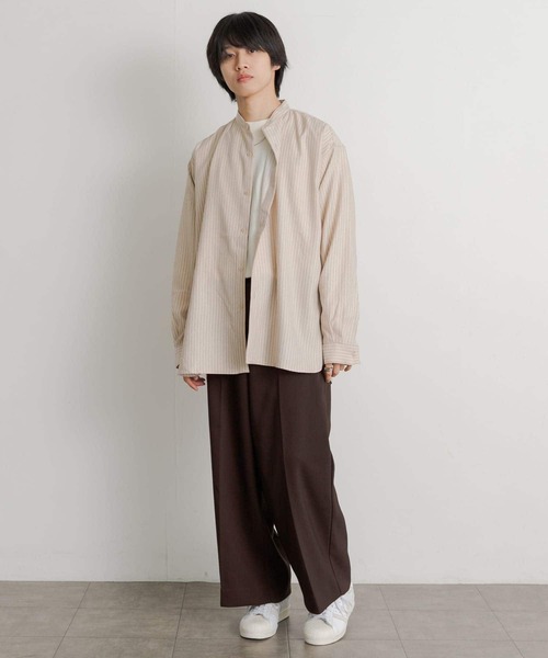 SENSE OF PLACE by URBAN RESEARCH（センスオブプレイスバイアーバンリサーチ）の「ウールライクバンドカラールーズシャツ（シャツ/ブラウス・メンズ・ライトベージュ/ミント/ブラウン/ブラック/その他1/その他2/ブルー/ボルドー・LARGE/MEDIUM）」の19枚目の写真