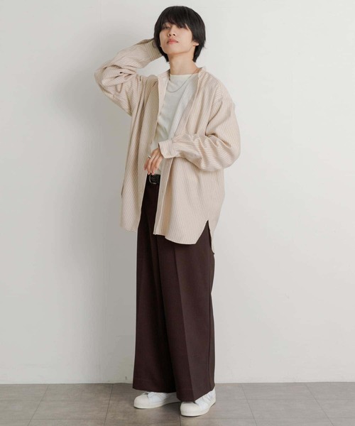 SENSE OF PLACE by URBAN RESEARCH（センスオブプレイスバイアーバンリサーチ）の「ウールライクバンドカラールーズシャツ（シャツ/ブラウス・メンズ・ライトベージュ/ミント/ブラウン/ブラック/その他1/その他2/ブルー/ボルドー・LARGE/MEDIUM）」の20枚目の写真