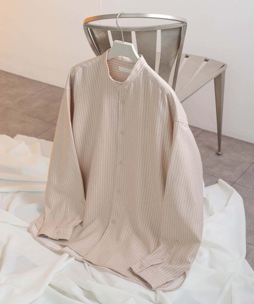 SENSE OF PLACE by URBAN RESEARCH（センスオブプレイスバイアーバンリサーチ）の「ウールライクバンドカラールーズシャツ（シャツ/ブラウス・メンズ・ライトベージュ/ミント/ブラウン/ブラック/その他1/その他2/ブルー/ボルドー・LARGE/MEDIUM）」の21枚目の写真