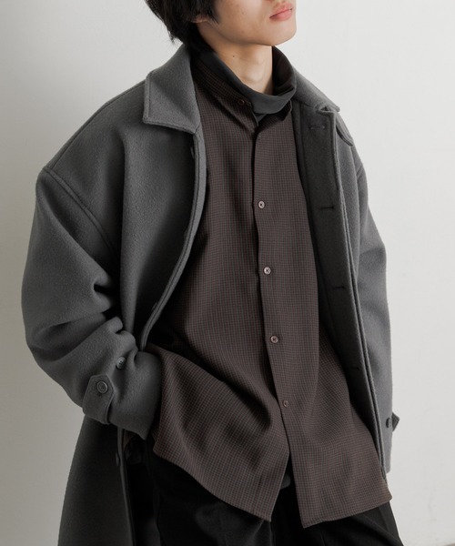 SENSE OF PLACE by URBAN RESEARCH（センスオブプレイスバイアーバンリサーチ）の「ウールライクバンドカラールーズシャツ（シャツ/ブラウス・メンズ・ライトベージュ/ミント/ブラウン/ブラック/その他1/その他2/ブルー/ボルドー・LARGE/MEDIUM）」の7枚目の写真