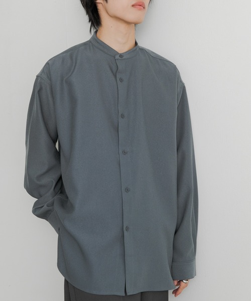 SENSE OF PLACE by URBAN RESEARCH（センスオブプレイスバイアーバンリサーチ）の「ウールライクバンドカラールーズシャツ（シャツ/ブラウス・メンズ・ライトベージュ/ミント/ブラウン/ブラック/その他1/その他2/ブルー/ボルドー・LARGE/MEDIUM）」の6枚目の写真