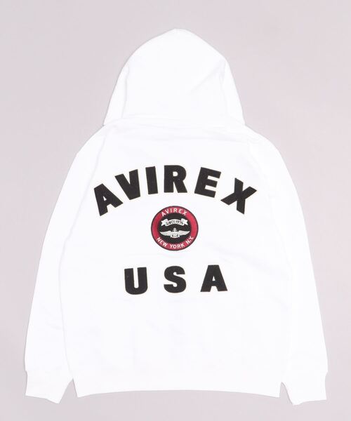 AVIREX(アヴィレックス)の「VARSITY LOGO SWEAT PARKA/ バーシティーロゴスウェットパーカー(パーカー・レディース・グリーン/ブラック/ホワイト/オレンジ・L/XL/M/2XL)」の5枚目の写真
