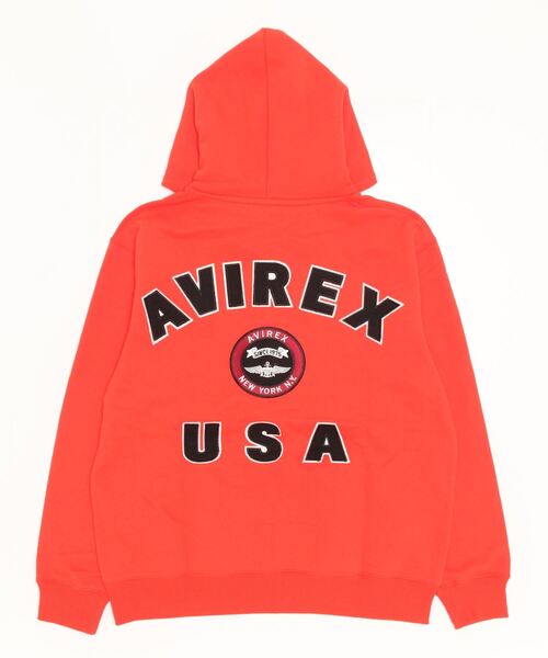AVIREX(アヴィレックス)の「VARSITY LOGO SWEAT PARKA/ バーシティーロゴスウェットパーカー(パーカー・レディース・グリーン/ブラック/ホワイト/オレンジ・L/XL/M/2XL)」の7枚目の写真