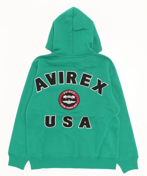 AVIREX(アヴィレックス)の「VARSITY LOGO SWEAT PARKA/ バーシティーロゴスウェットパーカー(パーカー・レディース・グリーン/ブラック/ホワイト/オレンジ・L/XL/M/2XL)」の8枚目の写真