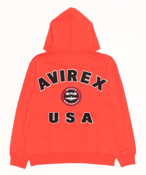 AVIREX(アヴィレックス)の「VARSITY LOGO SWEAT PARKA/ バーシティーロゴスウェットパーカー(パーカー・レディース・グリーン/ブラック/ホワイト/オレンジ・L/XL/M/2XL)」の4枚目の写真