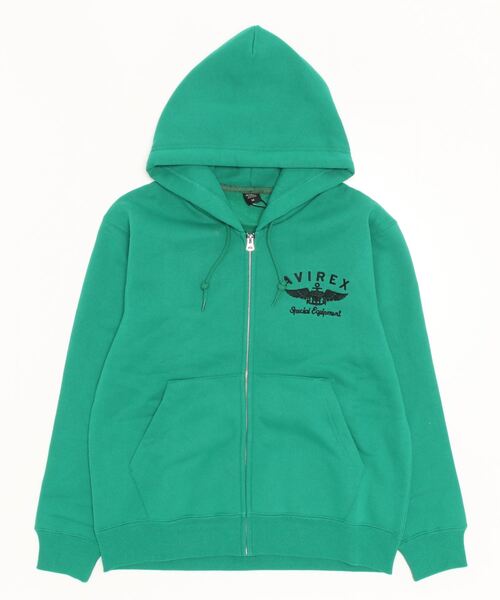 AVIREX(アヴィレックス)の「VARSITY LOGO SWEAT PARKA/ バーシティーロゴスウェットパーカー(パーカー・レディース・グリーン/ブラック/ホワイト/オレンジ・L/XL/M/2XL)」の10枚目の写真