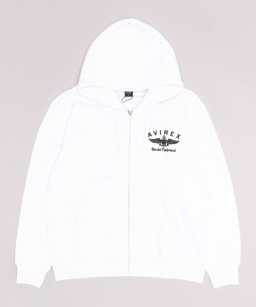 AVIREX(アヴィレックス)の「VARSITY LOGO SWEAT PARKA/ バーシティーロゴスウェットパーカー(パーカー・レディース・グリーン/ブラック/ホワイト/オレンジ・L/XL/M/2XL)」の12枚目の写真