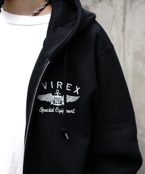 AVIREX(アヴィレックス)の「VARSITY LOGO SWEAT PARKA/ バーシティーロゴスウェットパーカー(パーカー・レディース・グリーン/ブラック/ホワイト/オレンジ・L/XL/M/2XL)」の15枚目の写真