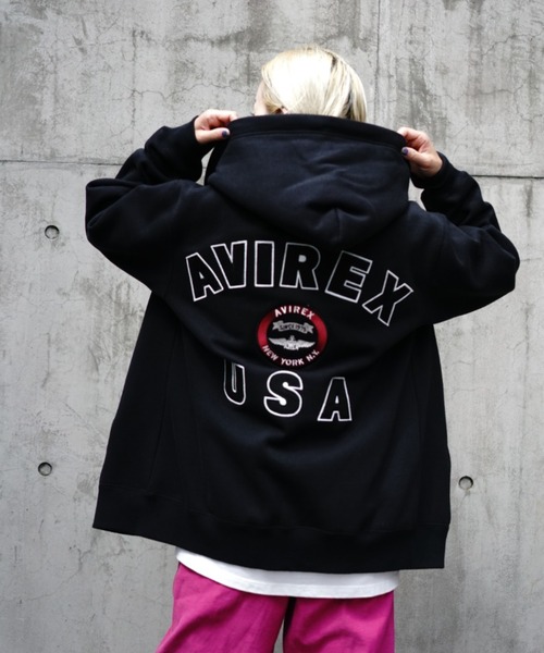 AVIREX(アヴィレックス)の「VARSITY LOGO SWEAT PARKA/ バーシティーロゴスウェットパーカー(パーカー・レディース・グリーン/ブラック/ホワイト/オレンジ・L/XL/M/2XL)」の16枚目の写真