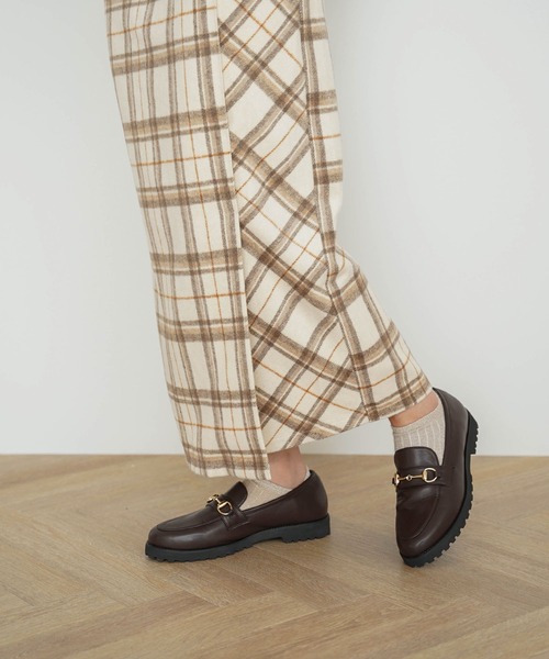 omom sot（オムオムソット）の「チェック タイトスカート omom sot（スカート・レディース・アイボリー/ブラウン・M）」の2枚目の写真