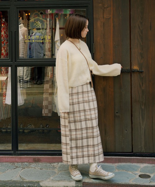 omom sot（オムオムソット）の「チェック タイトスカート omom sot（スカート・レディース・アイボリー/ブラウン・M）」の6枚目の写真