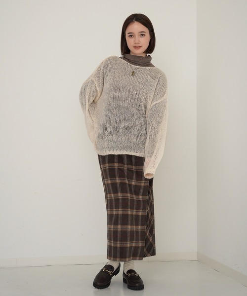 omom sot（オムオムソット）の「チェック タイトスカート omom sot（スカート・レディース・アイボリー/ブラウン・M）」の9枚目の写真