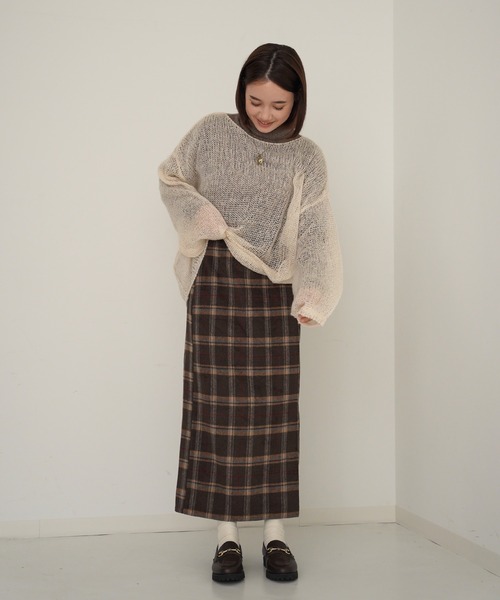 omom sot（オムオムソット）の「チェック タイトスカート omom sot（スカート・レディース・アイボリー/ブラウン・M）」の10枚目の写真