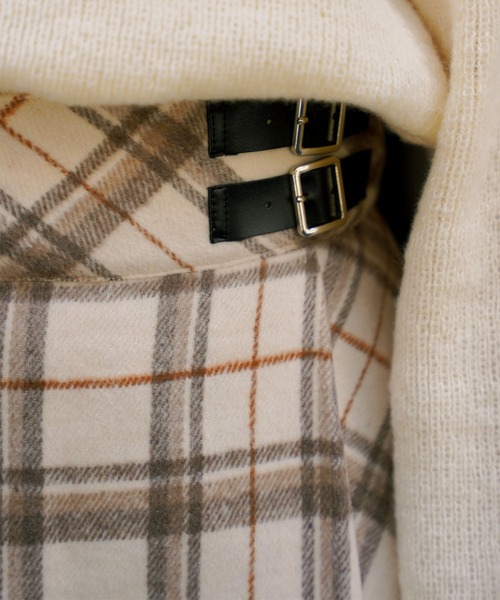 omom sot（オムオムソット）の「チェック タイトスカート omom sot（スカート・レディース・アイボリー/ブラウン・M）」の11枚目の写真
