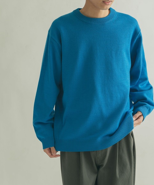 FORK&SPOON（フォークアンドスプーン）の「『洗濯可』FORK&SPOON　ウーステッドヤーンクルーネックニット（ニット/セーター・メンズ・レッド/ブルー系その他/グリーン系その他/ブルー/アイボリー・5/4）」の3枚目の写真