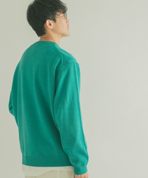 FORK&SPOON（フォークアンドスプーン）の「『洗濯可』FORK&SPOON　ウーステッドヤーンクルーネックニット（ニット/セーター・メンズ・レッド/ブルー系その他/グリーン系その他/ブルー/アイボリー・5/4）」の21枚目の写真