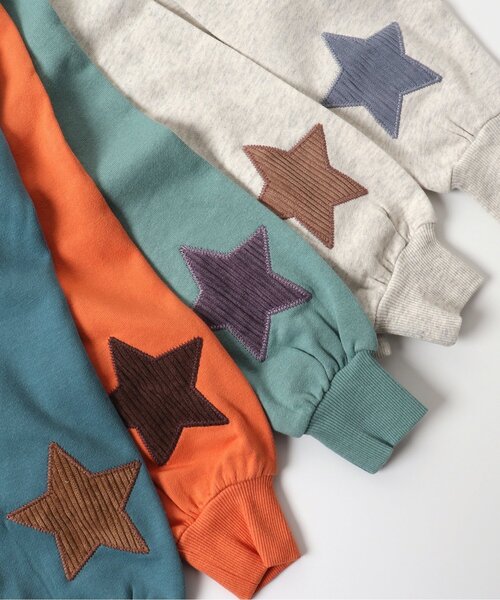 BREEZE（ブリーズ）の「【裏毛】スターパッチトレーナー（スウェット・キッズ・オレンジ/ミント/ライム/アイボリー/ブルー/チャコール/ベージュ・100/90/110/120/130/140/80）」の11枚目の写真