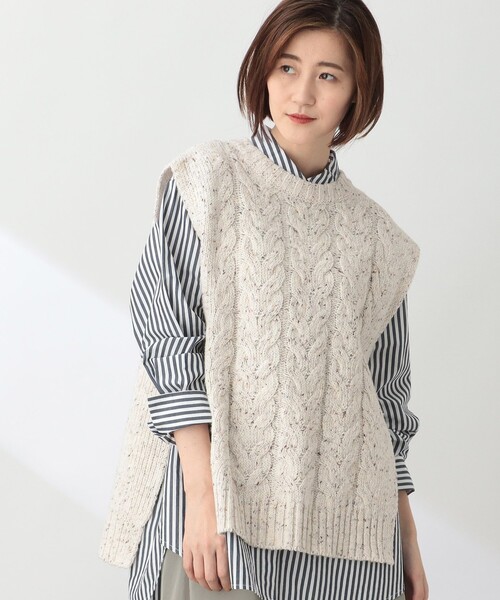 THE SHOP TK （ザ ショップ ティーケー ）の「◆【洗える/ウール混】メランジニットベスト（ベスト・レディース・ブラウン系6/ホワイト系8/ライトグレー系5・12）」の14枚目の写真