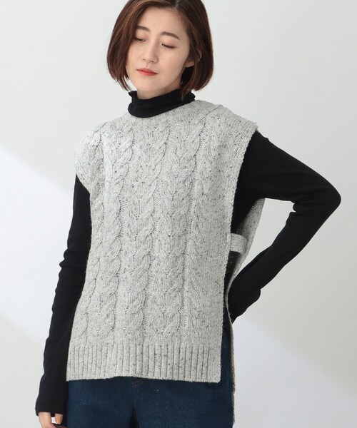 THE SHOP TK （ザ ショップ ティーケー ）の「◆【洗える/ウール混】メランジニットベスト（ベスト・レディース・ブラウン系6/ホワイト系8/ライトグレー系5・12）」の9枚目の写真