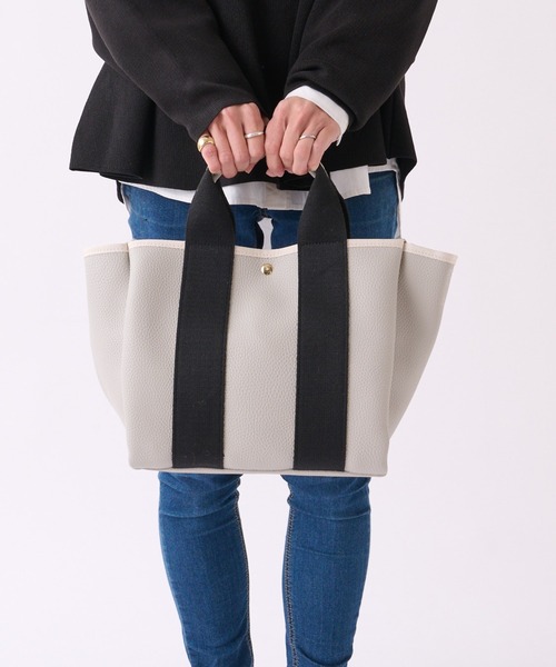 cache cache(カシュ カシュ)の「cache cache 太ショルダー付き2way トートバッグ(トートバッグ・レディース・ブラック/アイボリー/グレー・フリー)」の1枚目の写真