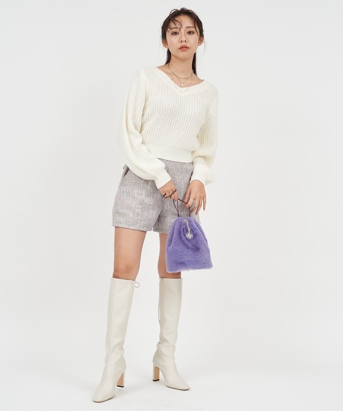 ROYAL PARTY（ロイヤルパーティー）の「2way畦編みニットトップス（ニット/セーター・レディース・オフホワイト/ブラック/ベージュ/ピンク・FREE）」の20枚目の写真