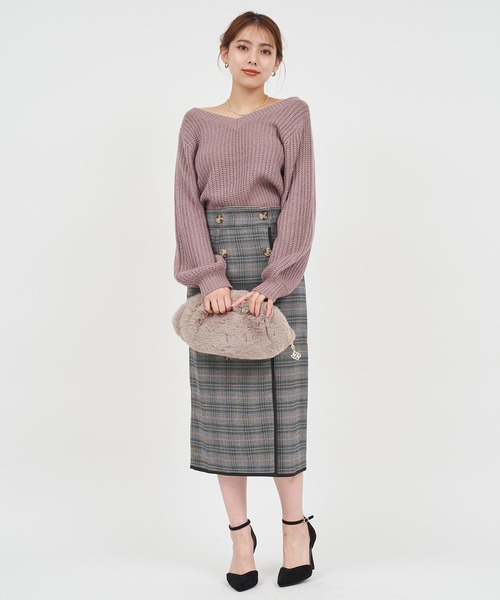 ROYAL PARTY（ロイヤルパーティー）の「2way畦編みニットトップス（ニット/セーター・レディース・オフホワイト/ブラック/ベージュ/ピンク・FREE）」の21枚目の写真